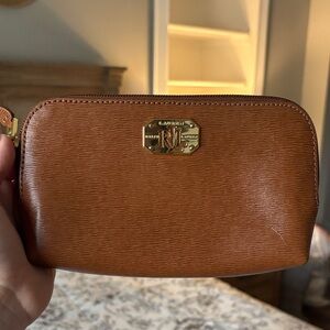 Ralph Lauren Brown Leather Cosmetic Bag